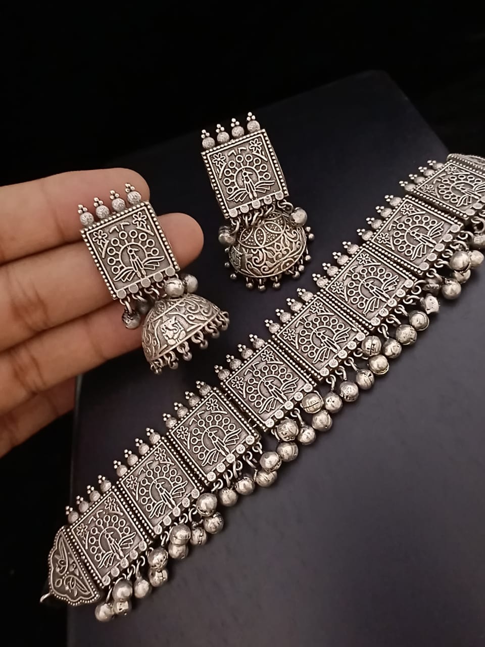 Buy Trendy Designer German Silver Choker Necklace Set Online In India At  Discounted Prices